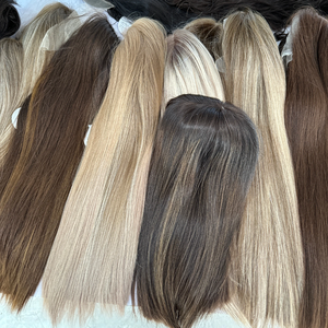 Precio de fábrica Pelucas judías rubias kosher de cabello humano Remy virgen ruso con encaje superior y base de piel - Product Image 1
