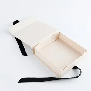 全新设计定制印刷设计白色空电子产品磁性礼品包装翻盖硬纸盒