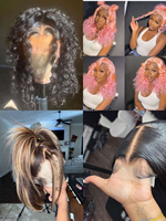 Perruque Full Lace Front Wig naturelle indienne, cheveux crépus et bouclés, 13x6, pour femmes africaines, bon marché, 360