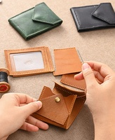Kit Dompet DIY untuk Pria, Dompet Kulit Saku Depan untuk Wanita, Kulit Crazy Horse Retro, Tas ID Sederhana, Kit Dompet SIM DIY