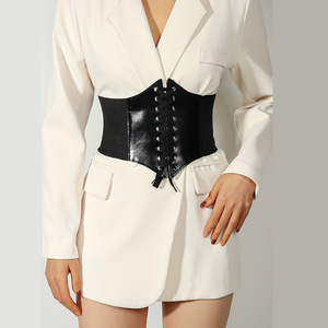 <span class=keywords><strong>Ceinture</strong></span> Corset Amincissante Large <span class=keywords><strong>en</strong></span> Similicuir PU pour Femme avec Cordon de Serrage et Lacets Élastiques - Product Image 3