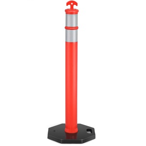Postes de Seguridad con Base de Goma de 45 Pulgadas, Barrera de Seguridad, Delimitador de Tráfico con Collares Reflectantes - Product Image 1