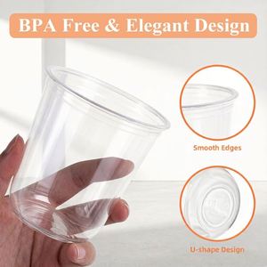 1000 pièces de plastique jetable transparent de qualité alimentaire sans BPA de 12 oz |   Verres à vin en forme de U, coupes à cocktail pour boissons froides - Product Image 4