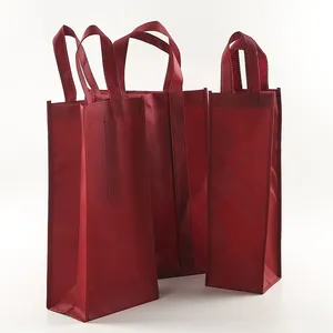 Wholesale custom print non-woven portable durable eco 1 bottle 4 bottle non woven wine bag