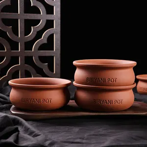 Vaso classico indiano Biryani in Terracotta vaso per alimenti in argilla ceramica