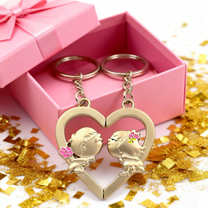 Porte-clés magnétique en forme de cœur, anime chinois, garçon et fille, porte-clés personnalisé pour couple - Product Image 1