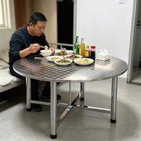 Meja Makan Hotel 8 Kursi Model Buffet Bahan Stainless Steel yang Dapat Dilepas - Penyimpanan Ringkas Tahan Karat Desain Praktis