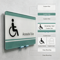 Plaque de porte tactile en acrylique modèle 005 avec symbole de fauteuil roulant et signalisation tactile pour toilettes accessibles, taille personnalisable pour lieux publics - Xiaoyao