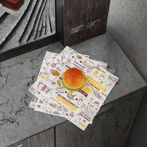 Custom Logo Printed Waxed <b>Greaseproof</b> PE Coating Recyclable Sandwich Bread Food Wrap for Burger Cake Packaging Restaurant - Product Image 3