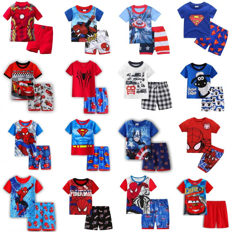 Conjuntos de roupas de verão para crianças, roupas para bebês meninos conjuntos de 2 peças, camiseta de bebê, shorts de desenho animado do homem aranha, venda imperdível