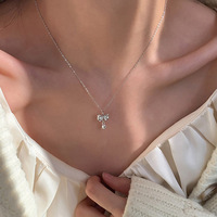 Kalung Choker Bunga Pita Rantai Bambu Tembaga Berlapis Elektroplating Wanita Liontin Mewah Ringan Hadiah Ulang Tahun Sempurna untuk