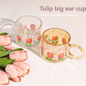 Verre à eau INS Wind Breakfast Cup, design élégant, avec poignée en forme de tulipe, 300 ml, écologique, 6 couleurs, pour la maison et le bureau - Product Image 2
