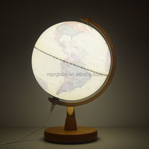LED beleuchtete Kugel mit Massivholz basis Modernes Nachtlicht für Office Home Study & Geographie Teaching Decorative <span class=keywords><strong>Desk</strong></span> Light - Product Image 4