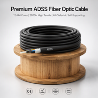 Kabel Serat Optik DEKAM Direct Factory ADSS/ASU 2200N Udara Luar Ruangan 12-144 Core G652D dengan FRP