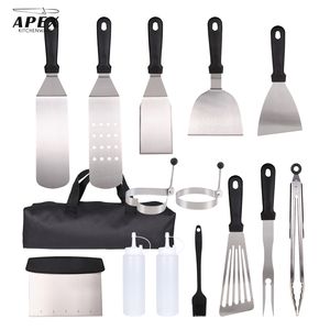 Juego de 13 Accesorios para Parrilla de Acero Inoxidable Apex con Espátula de Metal, Molde para Huevos y Botellas de Spray, Herramientas para Plancha con Certificación CE - Product Image 3