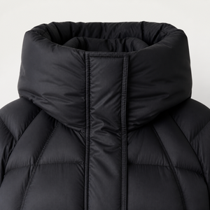 Manteau long à capuche unisexe pour femme, noir uni, imperméable, en polyester épais, coupe droite - Product Image 4