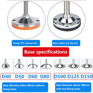 M8 M12 M14 M20 M24 Stainless Furniture Support Legs Heavy Duty Leveling Feet Anti-Slip Glide Pad Adjustable Feet