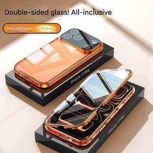Nouvelle coque de téléphone transparente en verre trempé double face avec cadre métallique pour iPhone 17 16 15 14 Pro Max avec film de protection d'objectif - Product Image 5