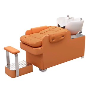 Half-reclining hair washing bed beauty salon ceramic basin with <b>footrest</b> and handrail for massage hair salon half-reclining sofa - Product Image 5