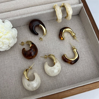 Boucles d'oreilles en acrylique plaqué or 18 carats, plusieurs styles pour les vêtements quotidiens des femmes, cadeaux rétro élégants