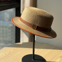 Topi Wanita Gaya Hepburn Landfond, Topi Pelindung Matahari Wanita untuk Luar Ruangan, Topi Jerami Datar Gaya Prancis