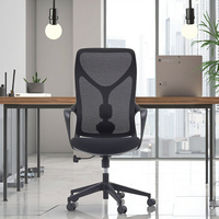 Chaise de bureau exécutive ergonomique moderne à dossier mi-haut en tissu maillé avec soutien lombaire réglable, accoudoirs réglables, pivotante, certifiée, à vérin à gaz