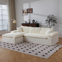 Canapé modulaire sectionnel en tissu compressé moderne à trois places en forme de L avec chaise longue convertible et lit rembourré sans armature