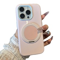 Coque Souple Gelée Anti-choc Macaron Bicolore avec Béquille Rotative à 360° pour Filles, Compatible iPhone 18 Pro Max 17 16 15 14 13