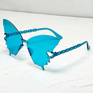 Relatiegeschenk Vlindervorm Zonnebril Vrouwen Y 2K Vintage Randloze Oversized Zonnebril Brillen Gafas Zwart Rood Geel - Product Image 6