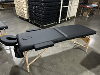 Table de massage pliable portable en bois de frêne renforcé - Table de massage pliable Black Beauty pour usage domestique