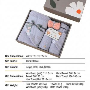 Novedades 2026: Juego de Regalo de 5 Toallas con Logotipo Personalizado, Toallas de Felpa Coral y Toallas de Baño en Caja de Regalo para Regalos Corporativos - Product Image 3