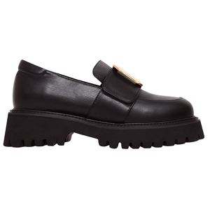 Mocassins à talon épais pour femmes en cuir véritable avec semelle plateforme de 5 cm - Product Image 1