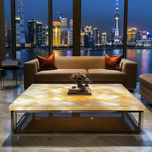 Hiện đại tự nhiên màu tím Onyx Ngọc Trà Bàn cà phê sáng chiếu sáng chất liệu cho phòng khách đồ nội thất Set - Product Image 3