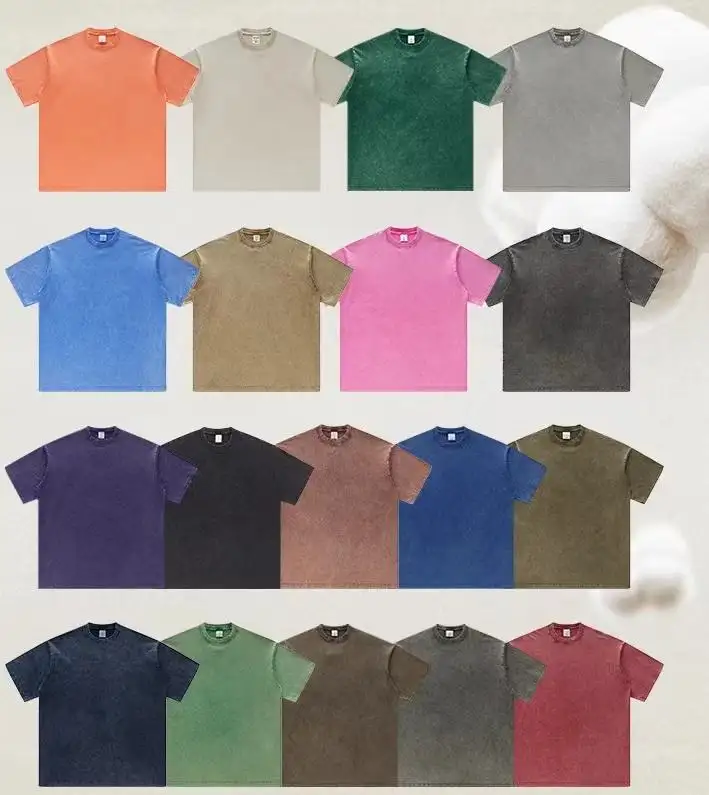 Vente en gros T-shirts vintage 230 g/m² en coton lavés à l'acide T-shirt court surdimensionné pour hommes Impression DTG