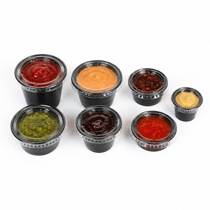 Wholesale Disposable Black PP Sauce <b>Cups</b> with PET Clear Lid 4oz Food Grade Condiment <b>Cups</b> <b>Custom</b> Logo Restaurant Takeaway - Product Image 1