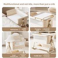 Lit bébé pliable multifonctionnel 2-en-1 en tissu peluche portable, berceau mobile, lit pour nouveau-né, peut être fixé