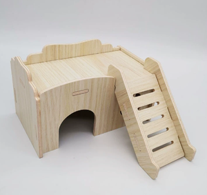 Jaula de madera para hámster, hábitat para animales pequeños, casa para ratones y ratas con rueda de ejercicio, bandeja de madera, recinto interior - Product Image 4