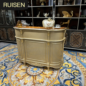 Barra de madera maciza francesa y combinación de silla de <span class=keywords><strong>Bar</strong></span> Palacio europeo color champán barra neoclásica - Product Image 1