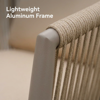 Chaise de salle à manger en rotin tressé durable et écologique pour l'extérieur, fauteuil de jardin avec structure en aluminium, coussin imperméable pour patio et terrasse