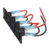 Panneau de commutation à bascule rond 4 gangues avec éclairage LED, 12V 3 broches, étanche pour bateau, voiture, camion, camping-car, VTT, UTV