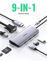 Hub USB-C Ugreen 9 en 1, station d'accueil multifonction 10 en 1 de type C, adaptateur pour MacBook Pro, accessoire pour ordinateur portable, en stock