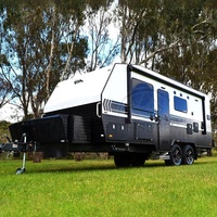 Caravane à double essieu personnalisée, économique, tout-terrain, pour 5 personnes, camping en plein air, fabriquée en Chine, avec douche et toilettes