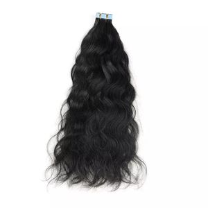 高品質12A生バージンキューティクルアラインヘアナチュラルブラックストレート100ヒューマンインディアンテープ (ヘアエクステンション)