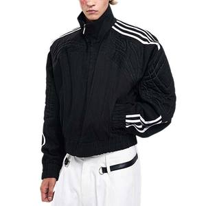 Abito fringuello personalizzato Streetwear a <span class=keywords><strong>righe</strong></span> laterali con Zip corta <span class=keywords><strong>giacca</strong></span> da moto da equitazione Vintage in poliestere giacche Crop da <span class=keywords><strong>uomo</strong></span> - Product Image 2