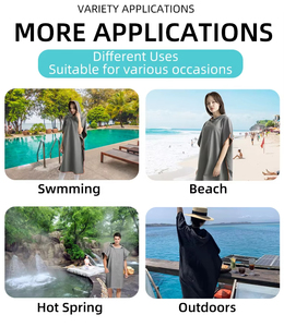 ผ้าขนหนูคลุมตัวแบบมีฮู้ดสำหรับ<span class=keywords><strong>เปลี่ยน</strong></span>เสื้อผ้า ผลิตแบบ OEM ขายส่ง ทำจากผ้าฝ้ายเทอร์รี่ 100% พร้อมกระเป๋า เหมาะสำหรับชายหญิง ใช้ได้ทั้งชายหาดและสระว่ายน้ำ - Product Image 6