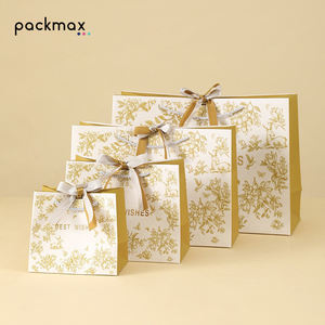 Wedding Birthday Shopping Party Wine Jewelry Environmentally Friendly Cardboard Customized Logo <b>Black</b> <b>Small</b> Gift <b>Bag</b> Lamination - Product Image 1