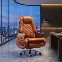 Chaise de bureau exécutive intelligente de luxe à dossier haut pivotant avec repose-pieds en cuir écologique pour bureau à domicile et salon
