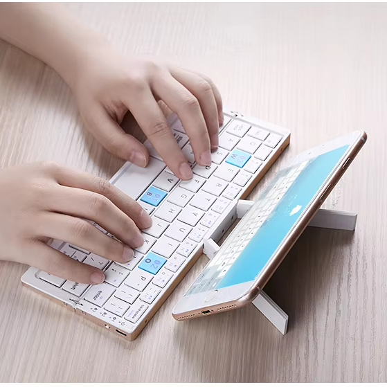 Hot New for Bluetooth Foldable Metal Keyboard Supports 3 Devices-Phone iPad Laptop Connects with Phone