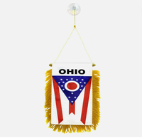 Bendera Gantung Jendela New Mexico, Bendera Mini Mobil, Spanduk Dekorasi Kaca Spion dengan Suction Cup & Spanduk Rumbai Emas