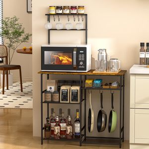 Étagère de rangement de cuisine moderne en métal SENYU à 4 niveaux, support pour micro-ondes avec crochets pour casseroles et tasses - Product Image 1